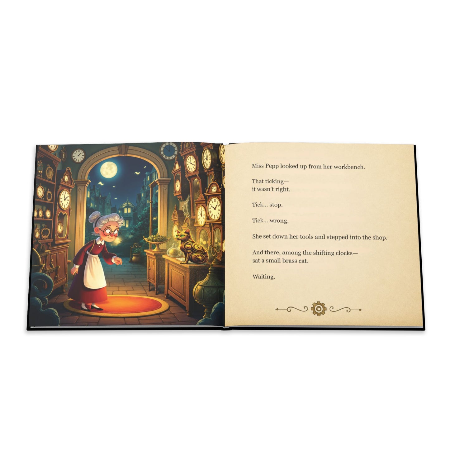 Miss Pepp and the Clockwork Cat Book, Personalized Hardcover Children's Book, Bedtime Story, Steampunk Picture Book, Gift