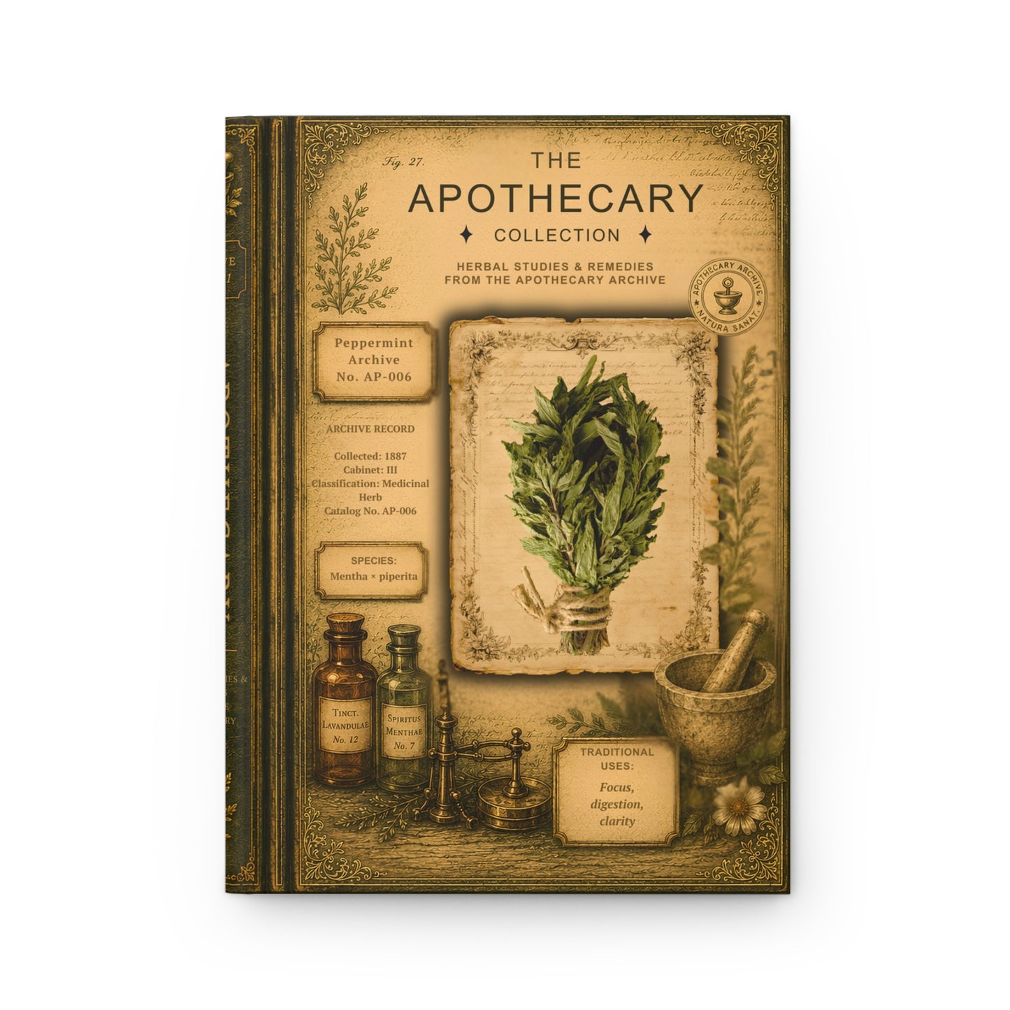Peppermint Journal, Personalized Herbal Journal, Apothecary Notebook, Botanical Writing Journal, Dark Academia Gift
