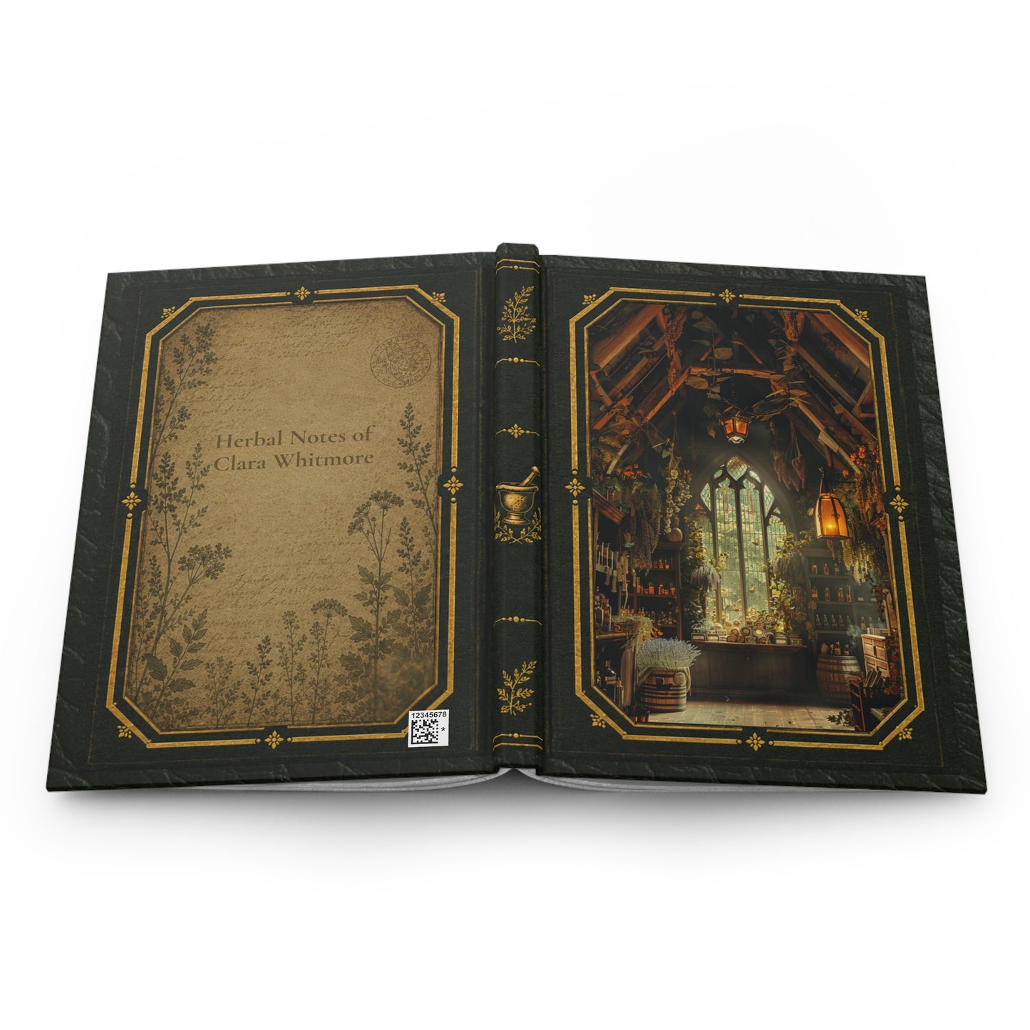 Moonlit Conservatory Journal – Personalized Vintage-Inspired Apothecary Greenhouse Hardcover Notebook
