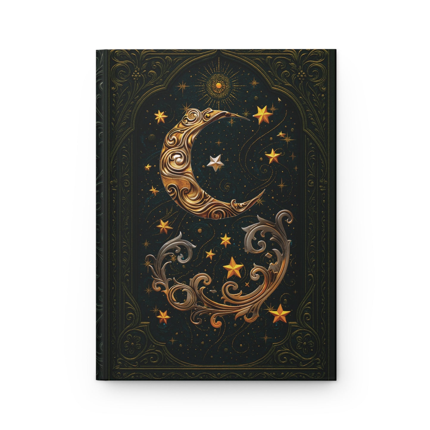 Moon and Stars Celestial Wraparound Art, Personalized Back, Notebook, Diary, Writing Journal, Gift for Writers, Zodiac