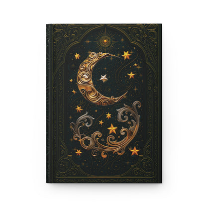 Moon and Stars Celestial Wraparound Art, Personalized Back, Notebook, Diary, Writing Journal, Gift for Writers, Zodiac