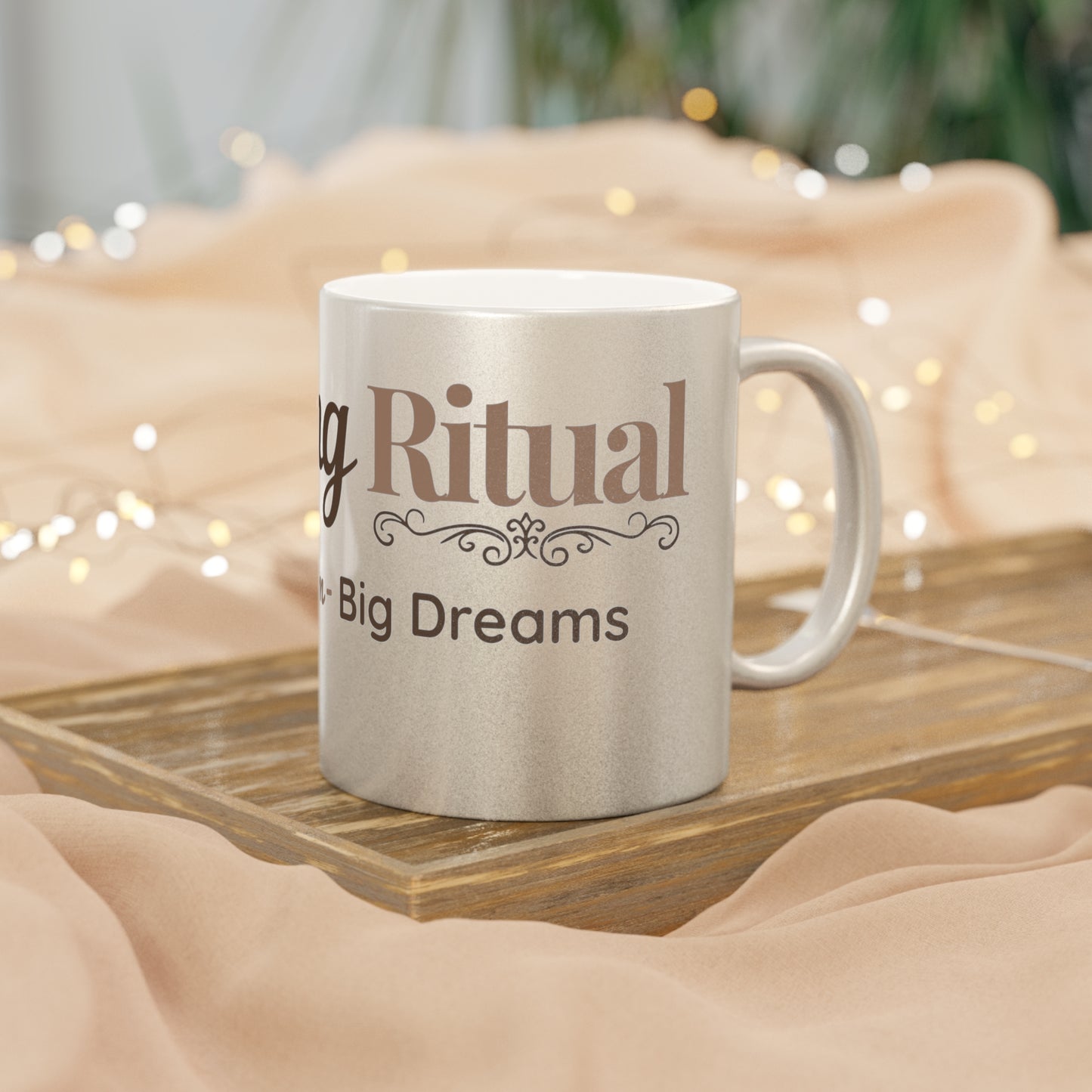 Morning Ritual Metallic Mug – Gold or Silver Coffee Mug – Boho Dreamer Gift – Slow Mornings Mug – Intentional Living Drinkware
