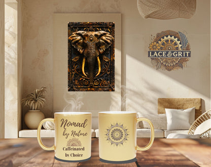 Nomad by Nature, Caffeinated by Choice | Metallic Boho Mug | 11oz & 15oz