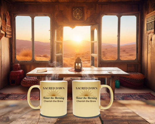 Sacred Dawn Metallic Mug - Morning Ritual with Meaning - Inspirational Design