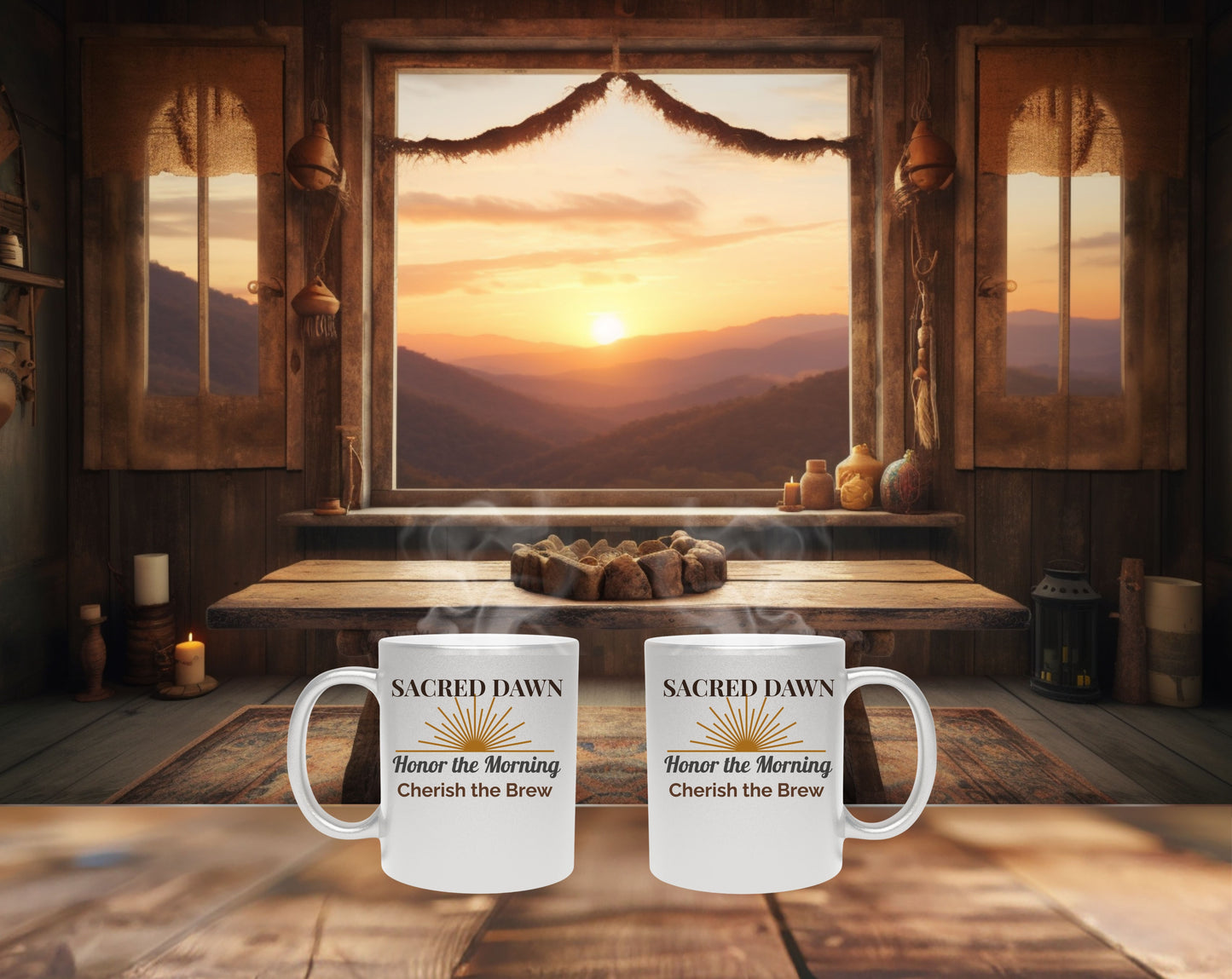 Sacred Dawn Metallic Mug - Morning Ritual with Meaning - Inspirational Design