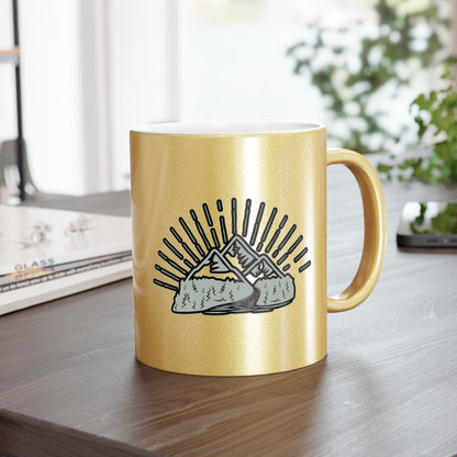 Metallic Free Spirit Mug - Boho Mountain Coffee Mug - Find Your Path Fuel Your Journey |Inspirational Metallic Mug