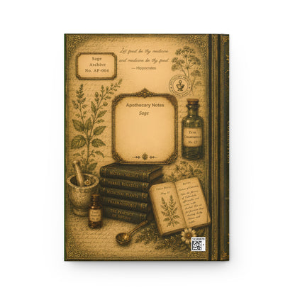 Sage Journal, Personalized Herbal Journal, Apothecary Notebook, Botanical Writing Journal, Dark Academia Gift