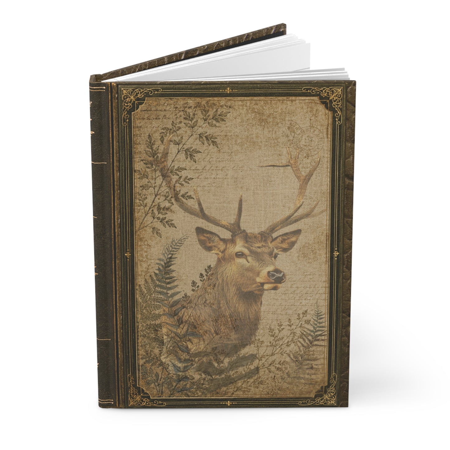 Woodland Stag Journal – Personalized Vintage-Inspired Botanical Hardcover Notebook