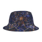 Celestial Bloom Bucket Hat – Cosmic Mandala in Indigo & Gold | Unisex All-Over Print Hat by Lace & Grit.