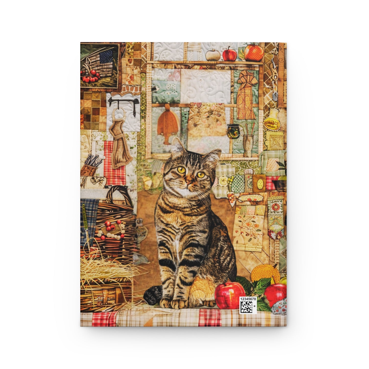 Quilted-Look Tabby Cat Journal - Country Kitchen Scene, Cat Lover Gift