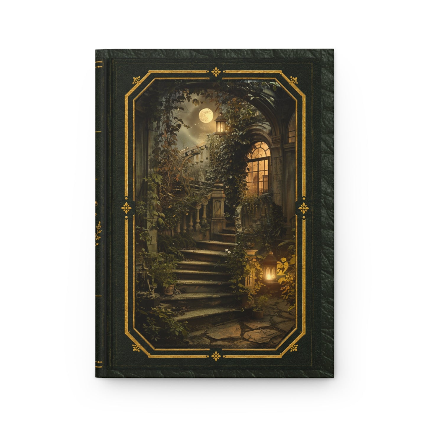 Moonlit Stone Staircase Journal – Personalized Vintage-Inspired Garden Hardcover Notebook