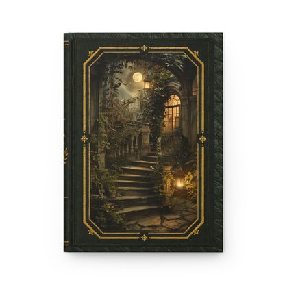 Moonlit Stone Staircase Journal – Personalized Vintage-Inspired Garden Hardcover Notebook