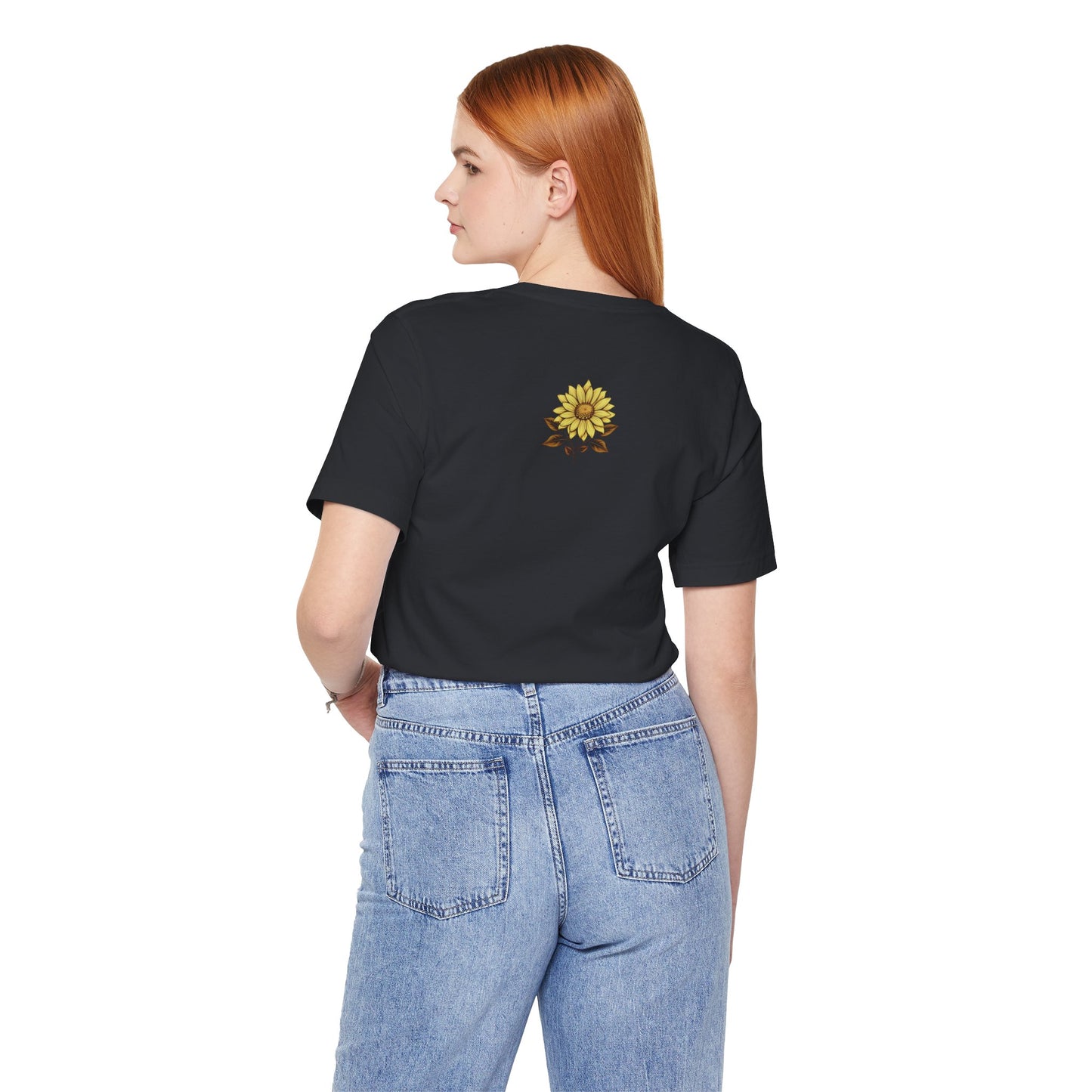 Stand Tall Sunflower T-Shirt – Inspirational Boho Tee with Front & Back Design | Follow the Light Positive Affirmation Shirt