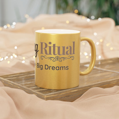 Morning Ritual Metallic Mug – Gold or Silver Coffee Mug – Boho Dreamer Gift – Slow Mornings Mug – Intentional Living Drinkware