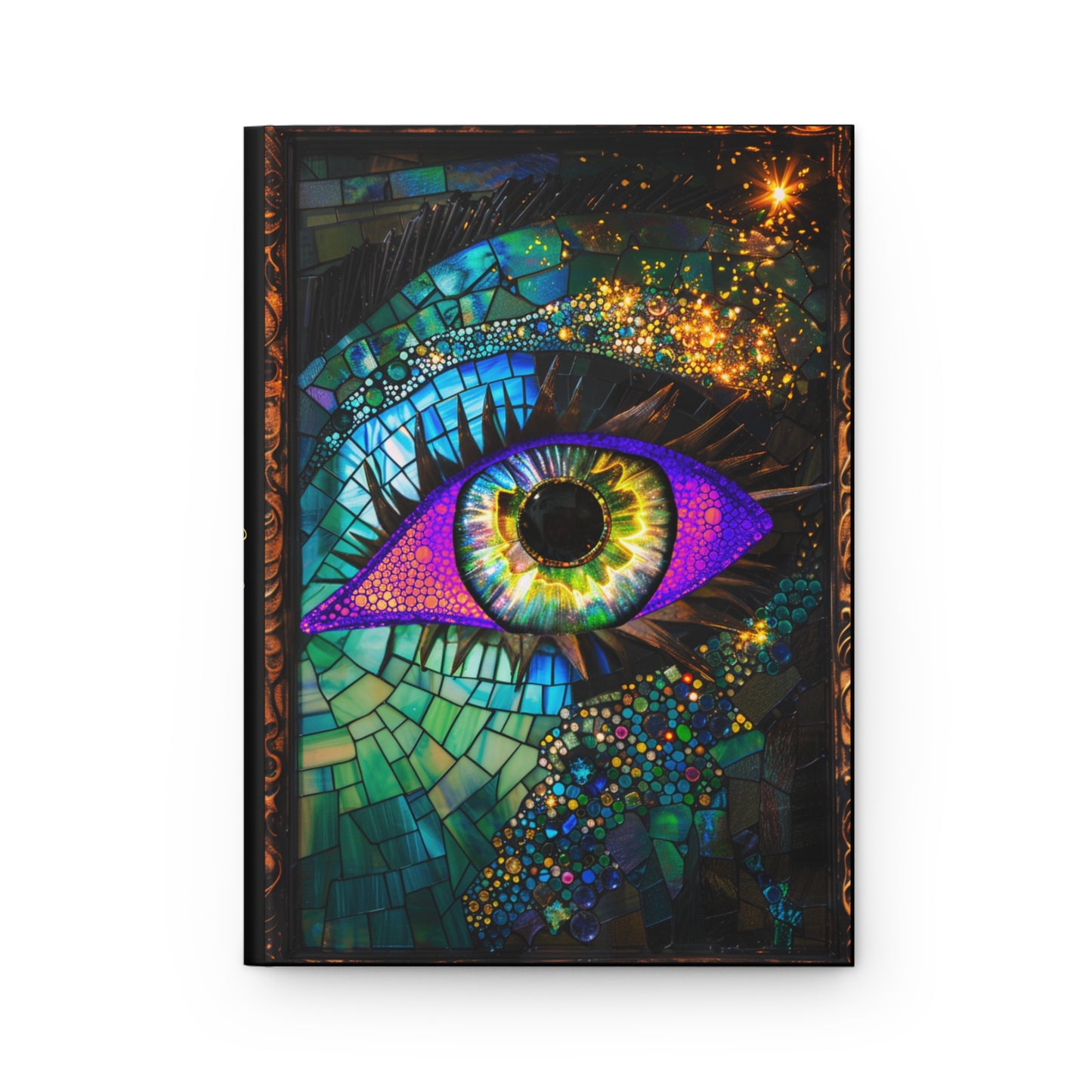 Colorful eye design notebook on a white background