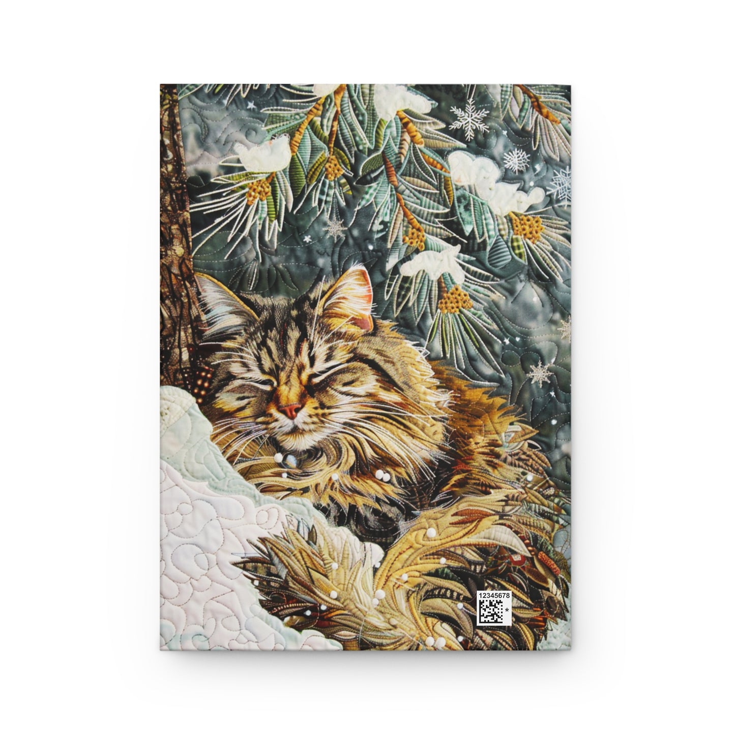 Quilted-Look Norwegian Forest Cat Journal - Winter Scene, Cat Gift