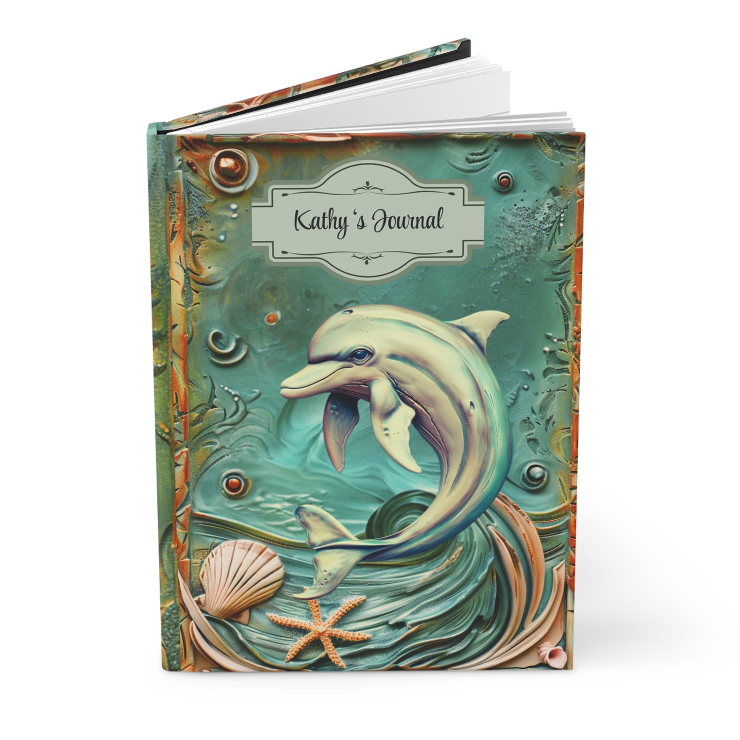 Embossed Look Dolphin Journal – Ocean Fantasy Writing Notebook Gift