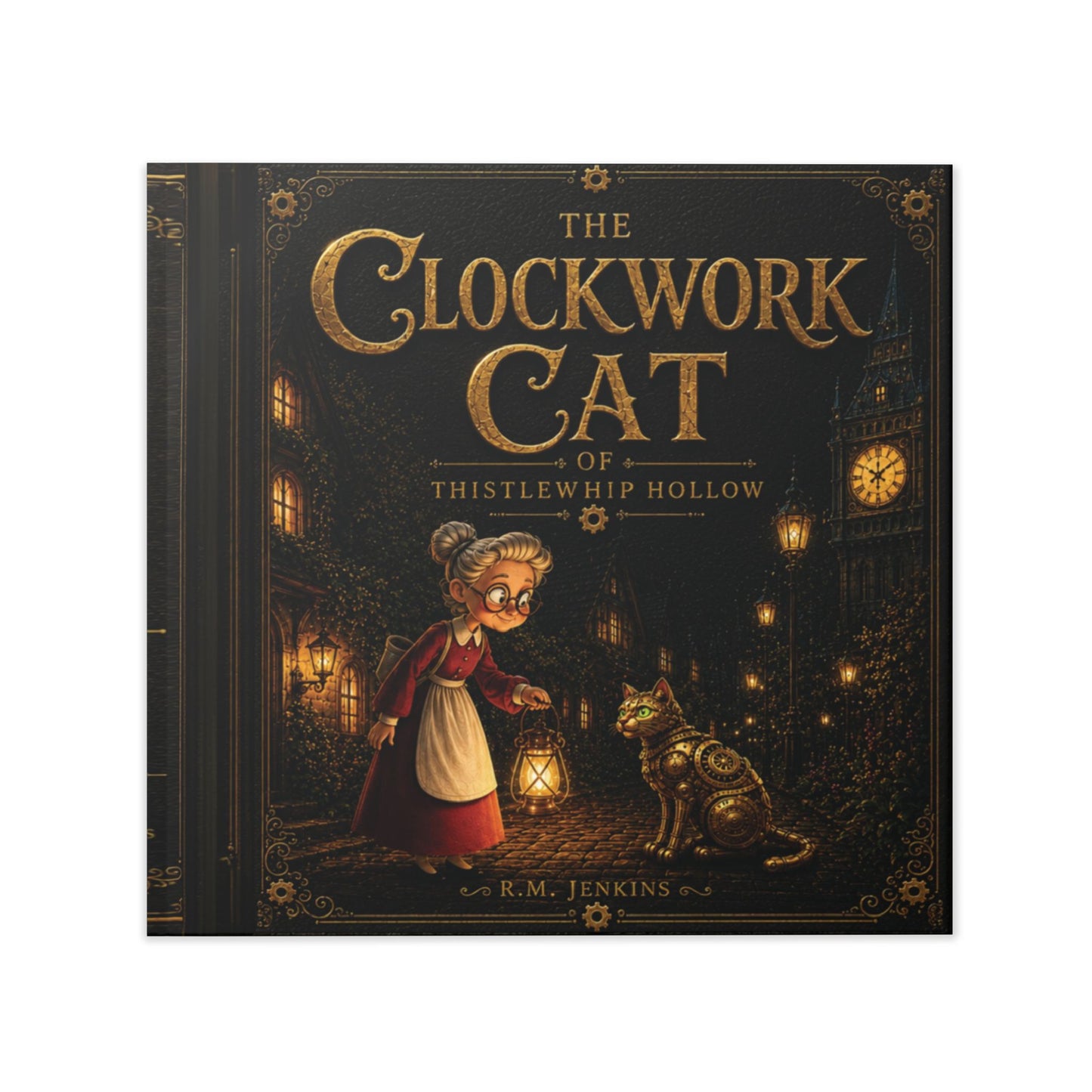Miss Pepp and the Clockwork Cat Book, Personalized Hardcover Children's Book, Bedtime Story, Steampunk Picture Book, Gift