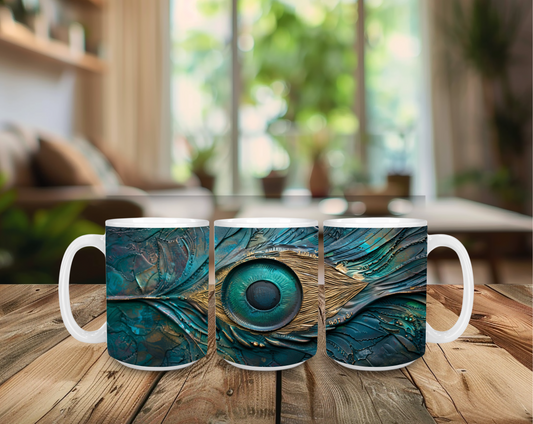 Eyes of Grace – Mystic Peacock Feather Mug