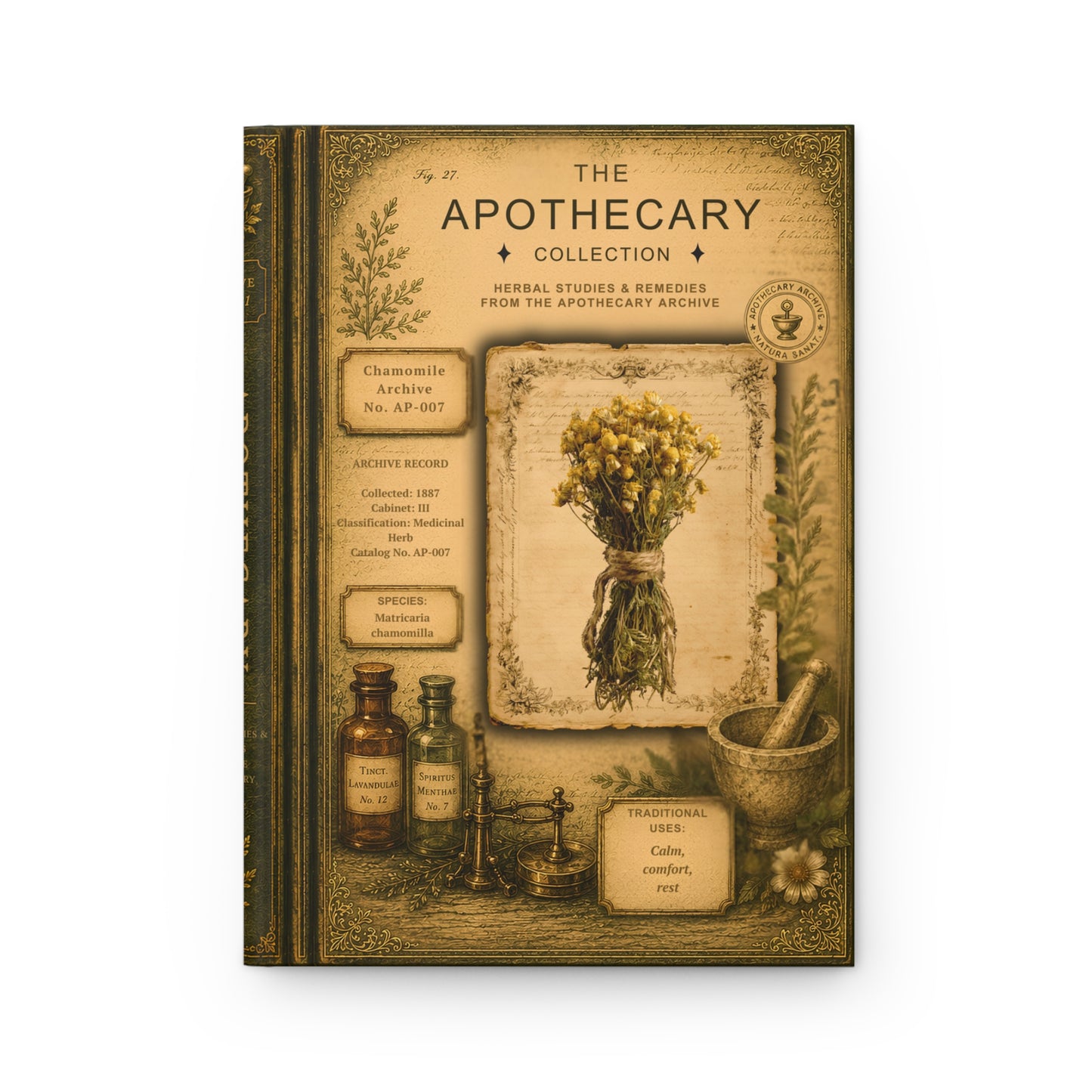 Chamomile Journal, Personalized Herbal Journal, Apothecary Notebook, Botanical Writing Journal, Dark Academia Gift