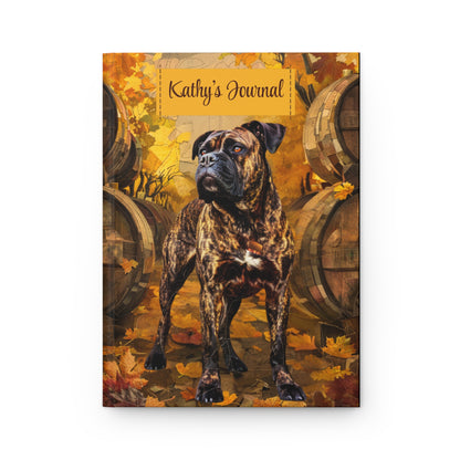 Quilted-Look Brindle Boxer Journal - Autumn Vineyard Scene, Dog Gift
