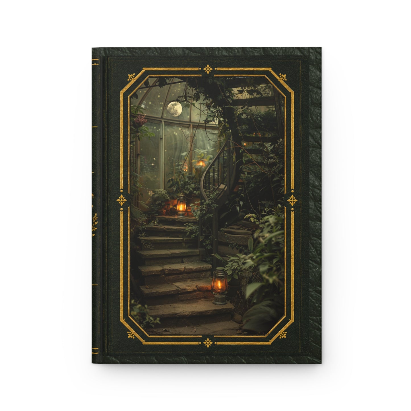 Apothecary Moonlit Stairway Journal – Personalized Vintage-Inspired Botanical Hardcover Notebook