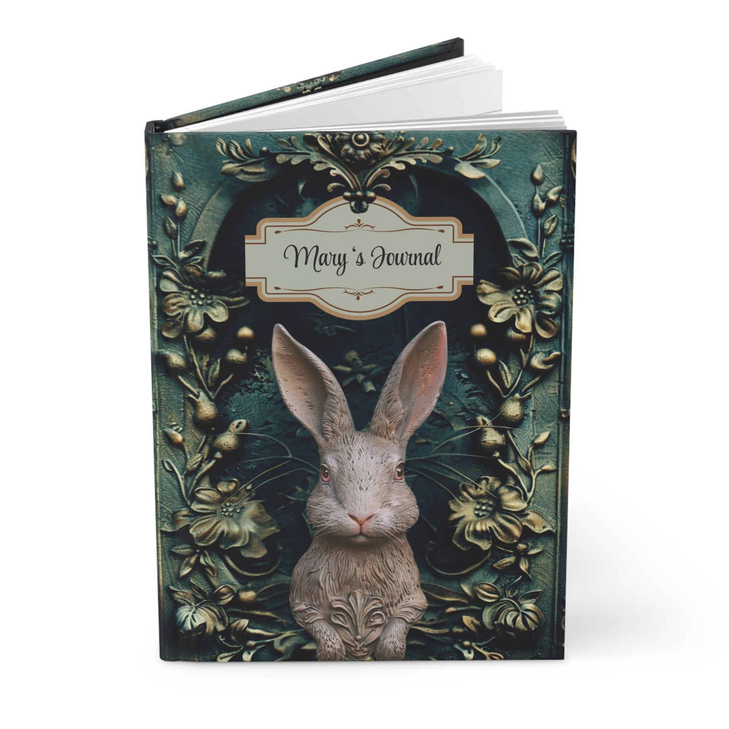 Embossed Look Rabbit Journal – Whimsical Garden Writing Notebook