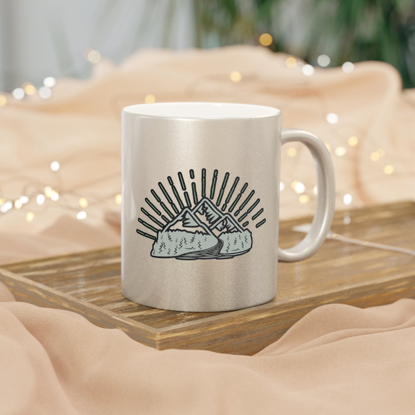 Metallic Free Spirit Mug - Boho Mountain Coffee Mug - Find Your Path Fuel Your Journey |Inspirational Metallic Mug