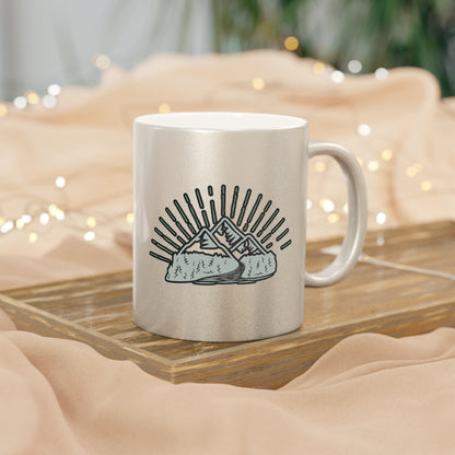 Metallic Free Spirit Mug - Boho Mountain Coffee Mug - Find Your Path Fuel Your Journey |Inspirational Metallic Mug