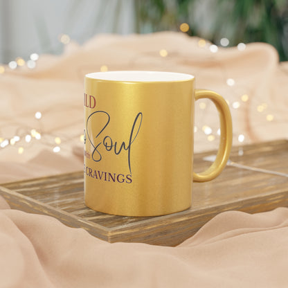 Wild Boho Soul with Caffeine Cravings – Gold or Silver Metallic Mug | Perfect for Caffeine Lovers