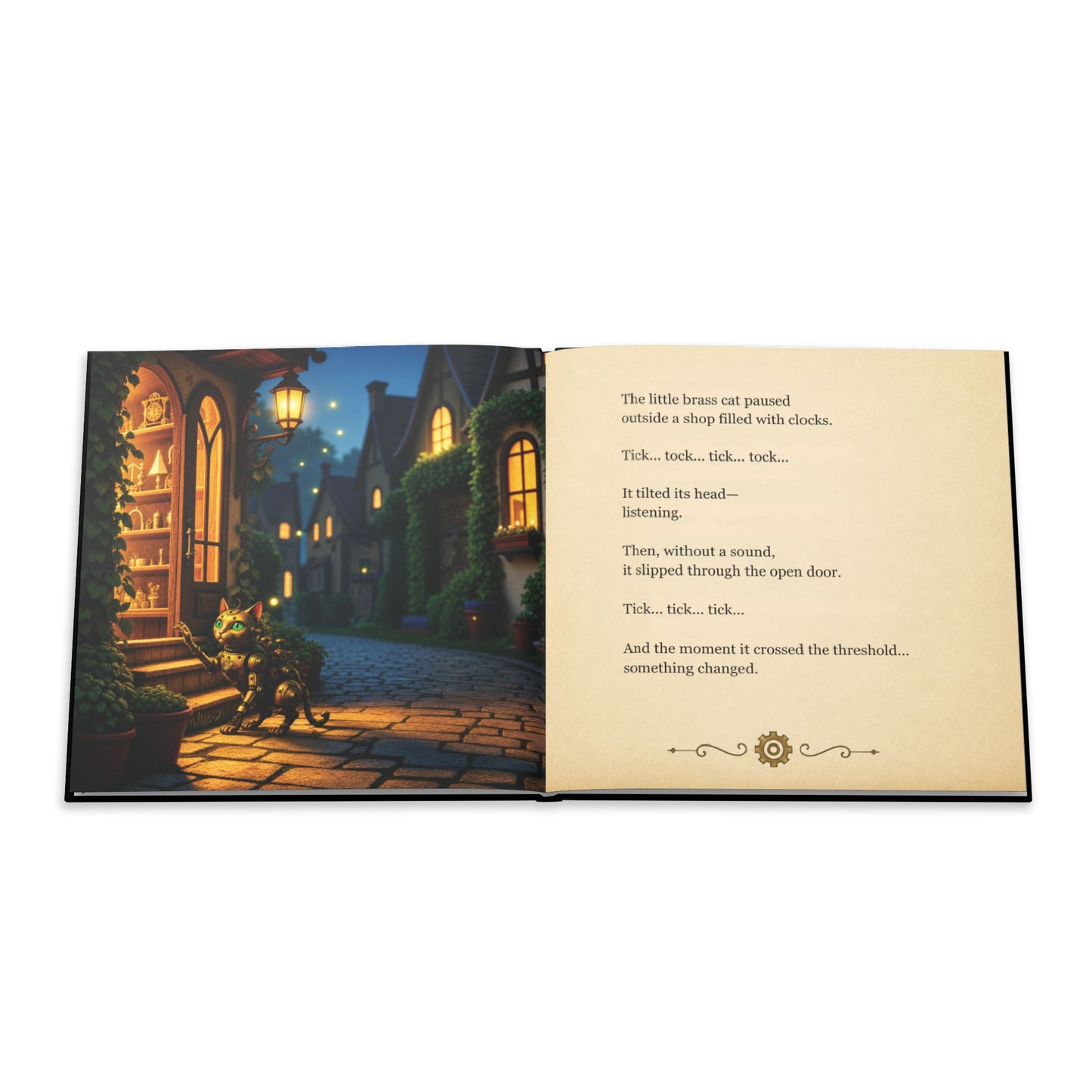 Miss Pepp and the Clockwork Cat Book, Personalized Hardcover Children's Book, Bedtime Story, Steampunk Picture Book, Gift