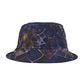 Celestial Bloom Bucket Hat – Cosmic Mandala in Indigo & Gold | Unisex All-Over Print Hat by Lace & Grit.