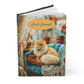 Quilted-Look Persian Cat Journal - Vintage Parlor Scene, Cat Lover Gift