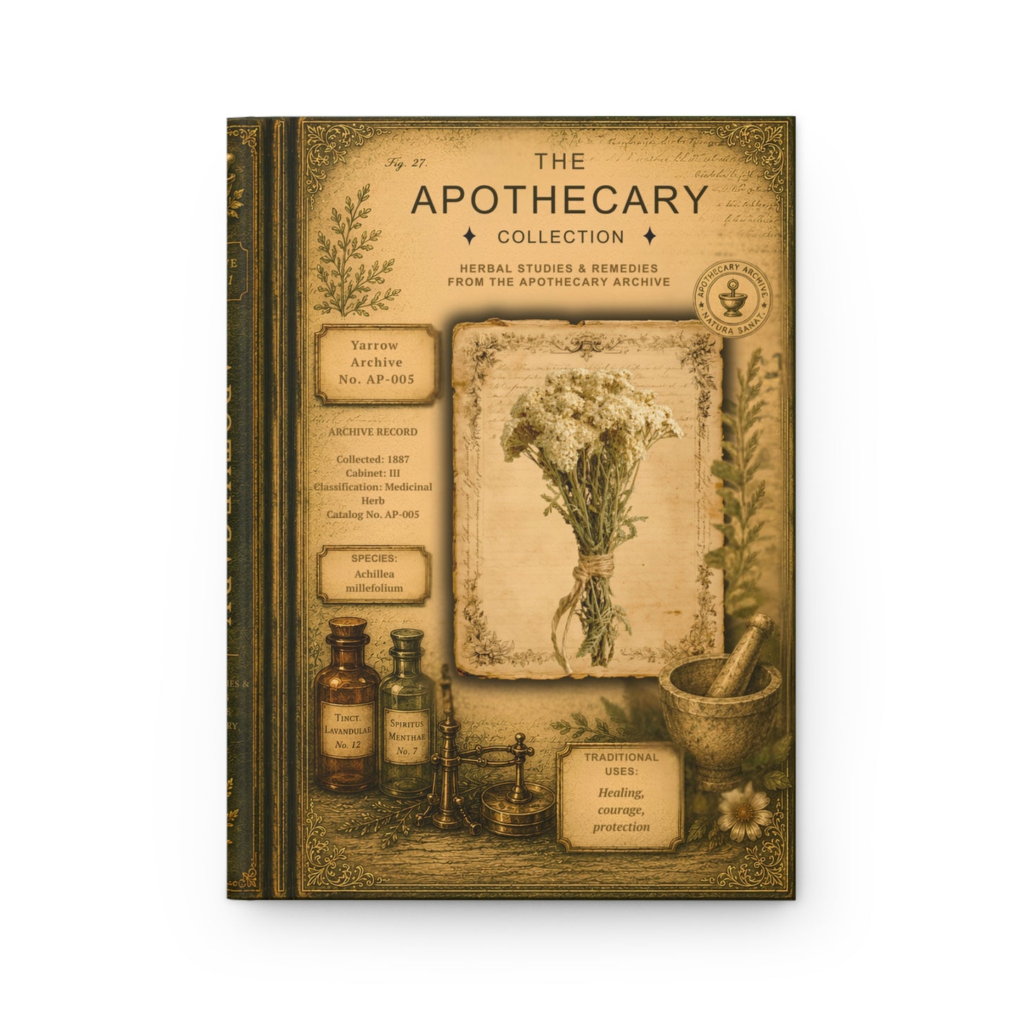 Yarrow Journal, Personalized Herbal Journal, Apothecary Notebook, Botanical Writing Journal, Dark Academia Gift