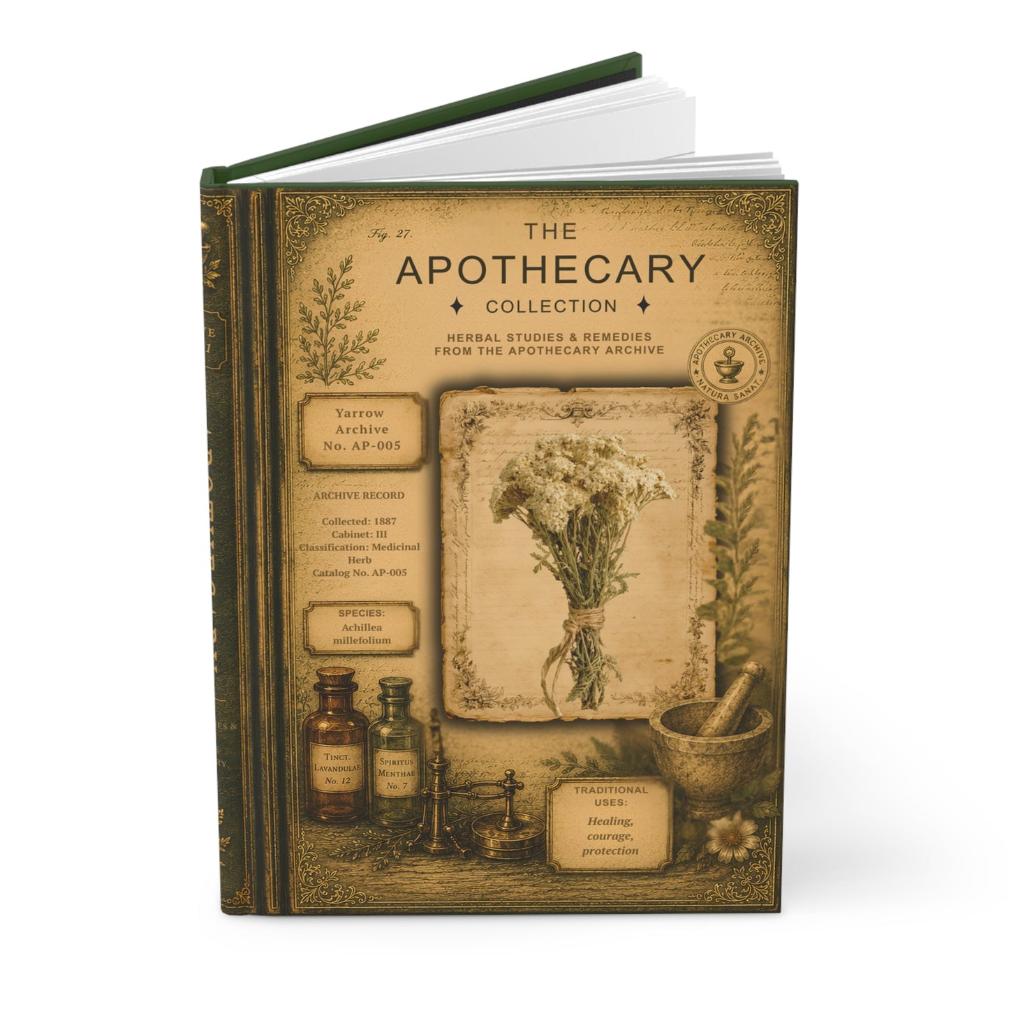 Yarrow Journal, Personalized Herbal Journal, Apothecary Notebook, Botanical Writing Journal, Dark Academia Gift