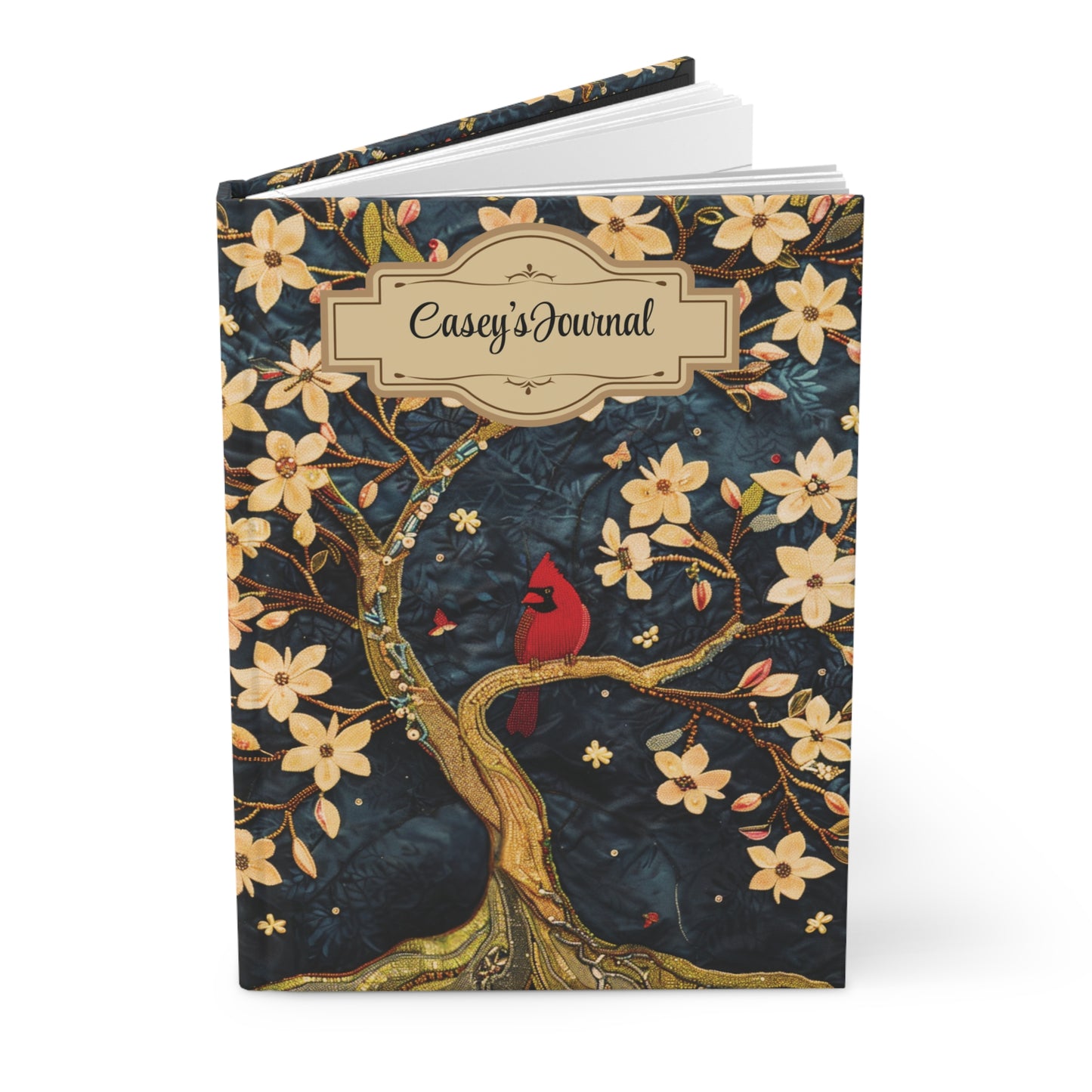 Beaded Look Cardinal – Hardcover Journal