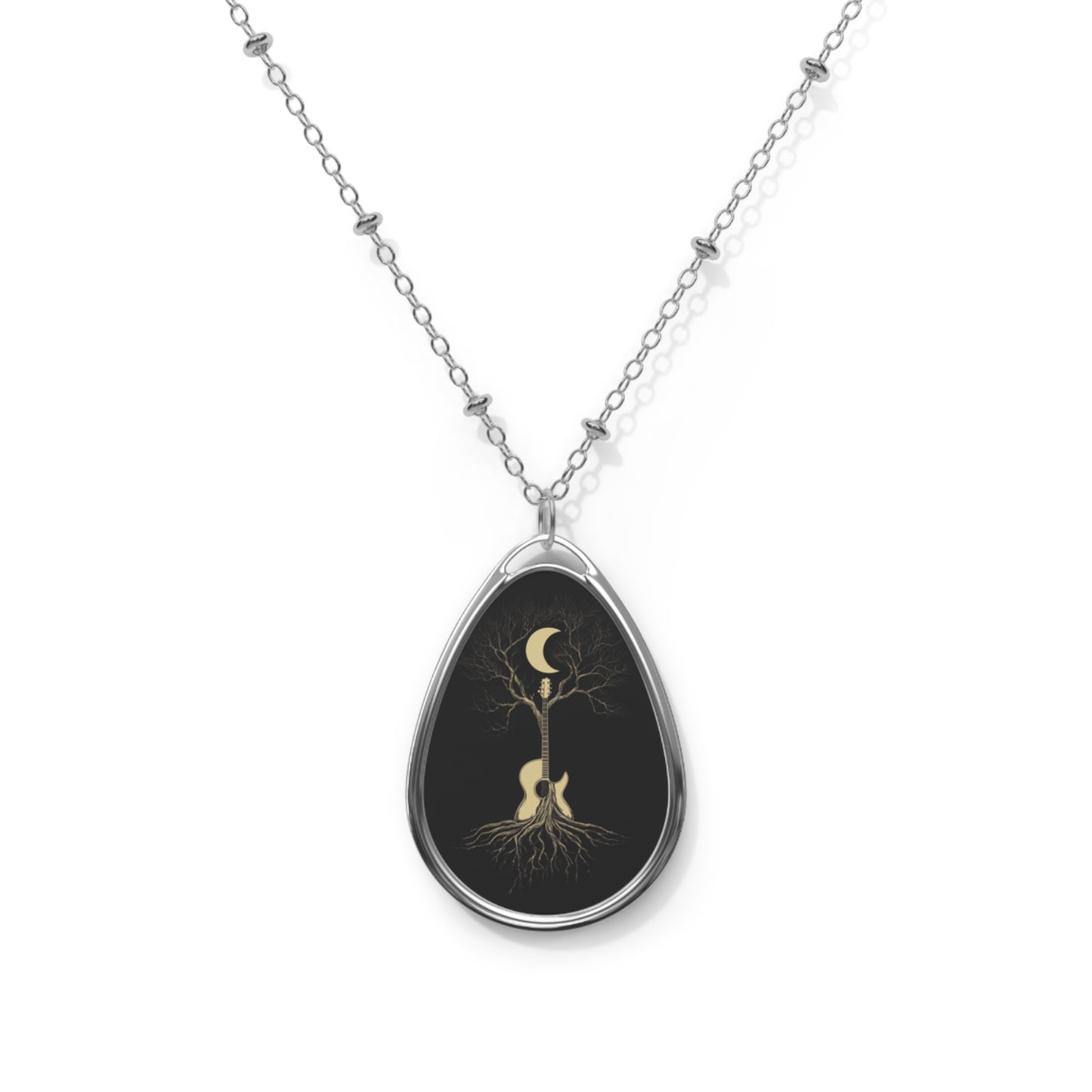 Rooted in Rhythm – Moonlit Guitar Tree Pendant Necklace | Boho Music-Inspired Jewelry for Creatives & Dreamers