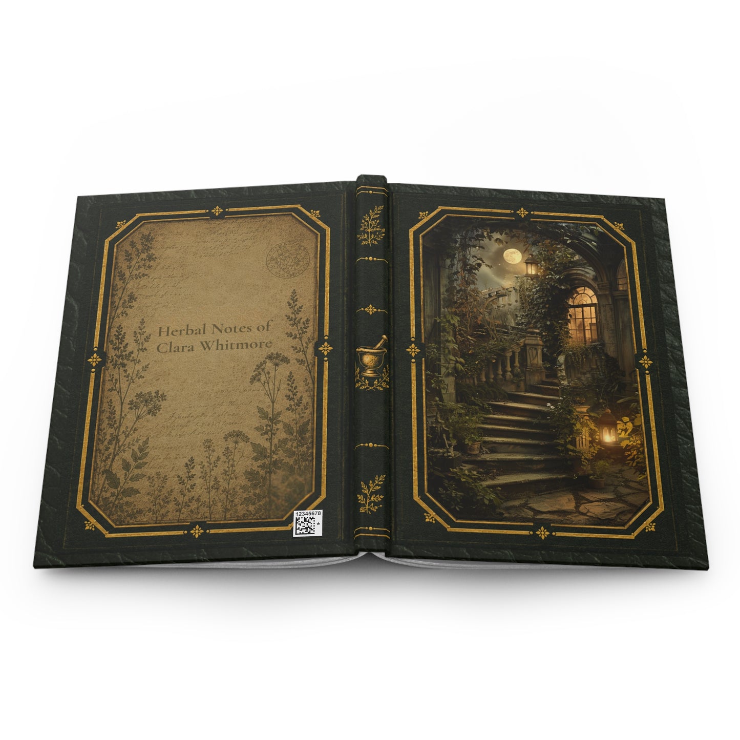 Moonlit Stone Staircase Journal – Personalized Vintage-Inspired Garden Hardcover Notebook
