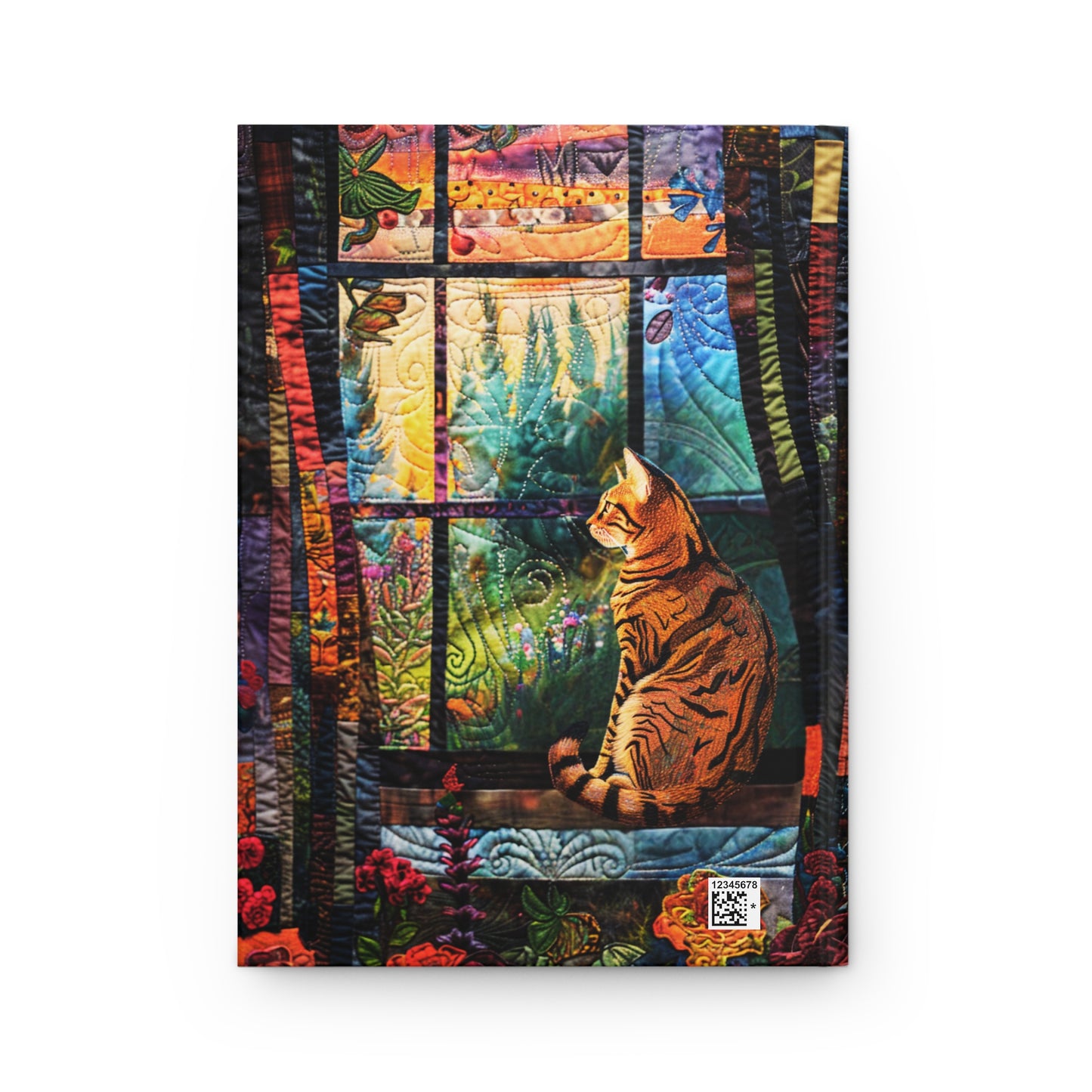 Quilted-Look Bengal Cat Journal - Window Scene, Cat Lover Gift