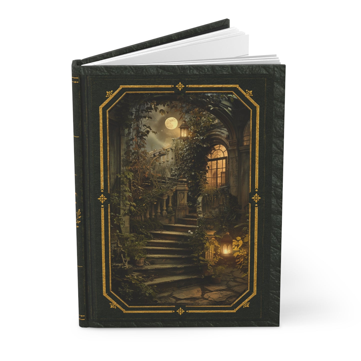 Moonlit Stone Staircase Journal – Personalized Vintage-Inspired Garden Hardcover Notebook
