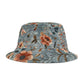 Wildflower Sky Bucket Hat – Rustic Floral Pattern in Dusty Blue & Terra Cotta | Unisex All-Over Print Hat by Lace & Grit