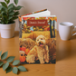 Quilted-Look Goldendoodle Journal - Cozy Autumn Reading Scene, Dog Gift