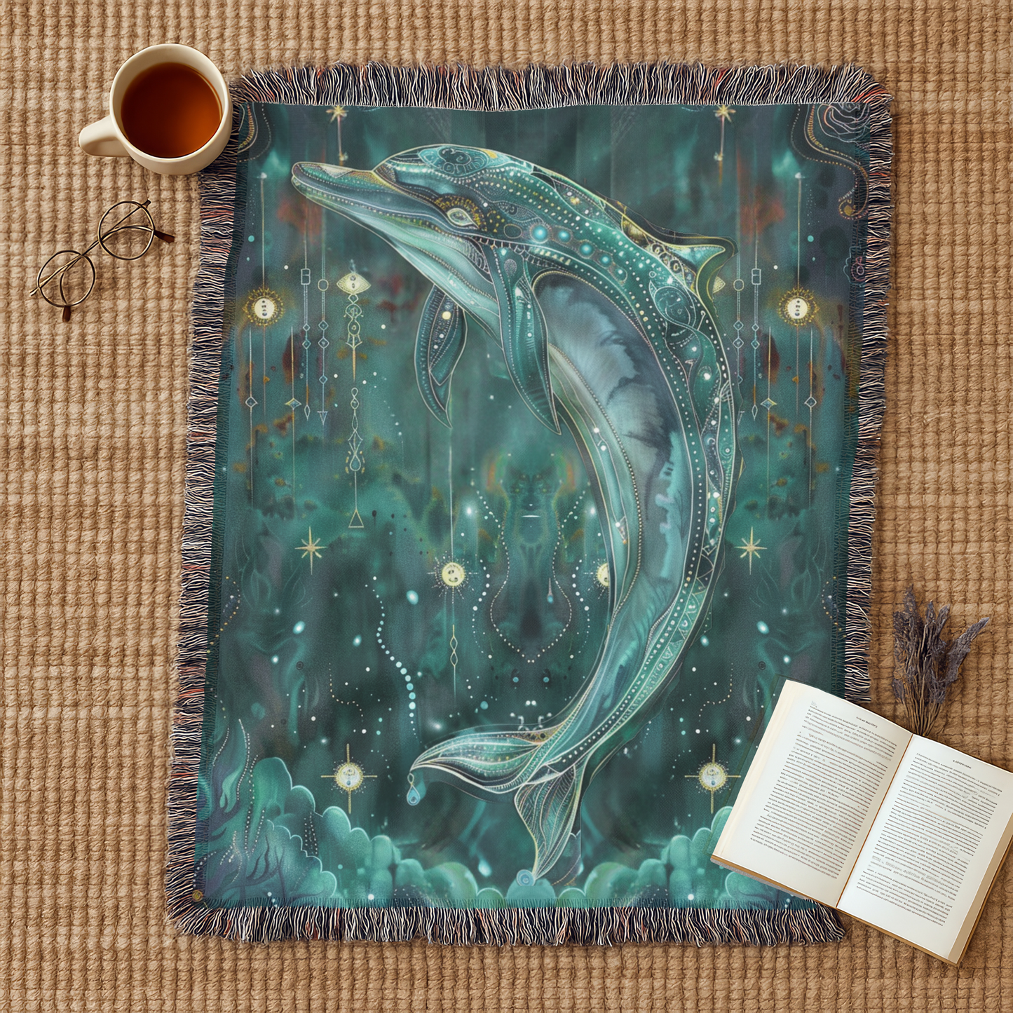 Beaded Look Dolphin – Woven Throw Blanket