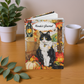 Quilted-Look Tuxedo Cat Journal - Autumn Lantern Scene, Cat Lover Gift