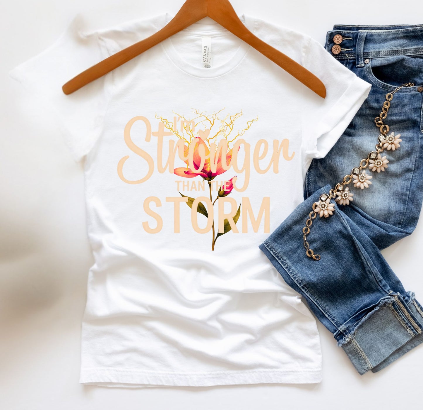 I'm Stronger Than The Storm – Empowerment Floral Tee