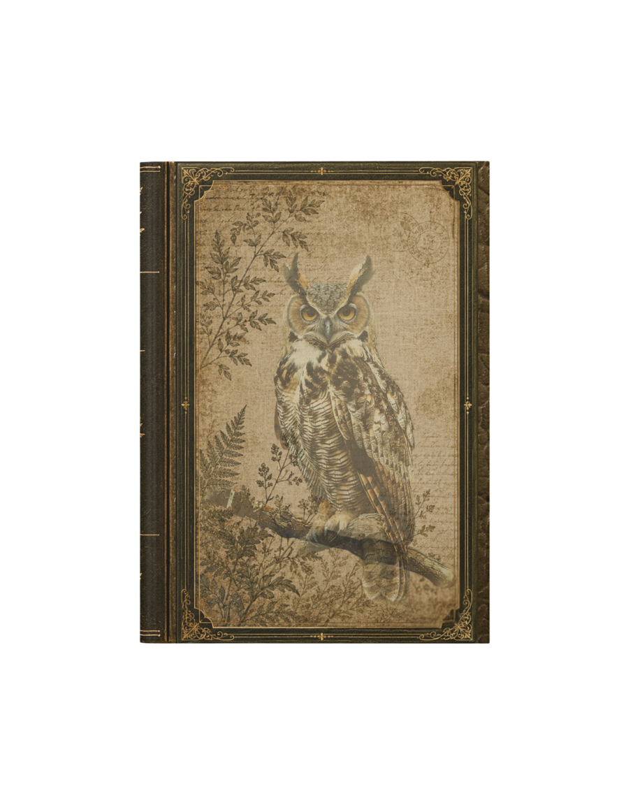 Woodland Owl Journal – Personalized Vintage-Inspired Botanical Hardcover Notebook