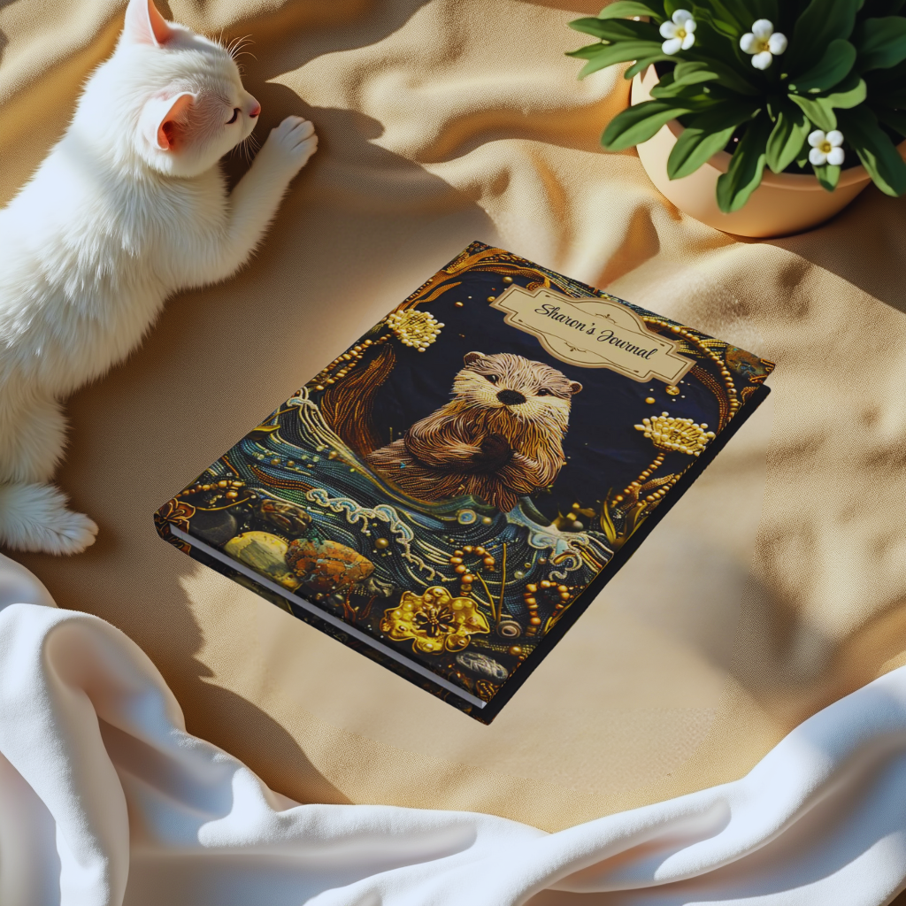 Beaded Look River Otter – Hardcover Journal