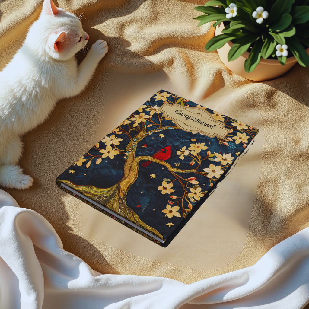 Beaded Look Cardinal – Hardcover Journal