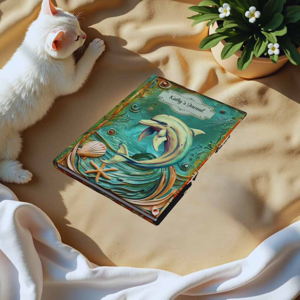 Embossed Look Dolphin Journal – Ocean Fantasy Writing Notebook Gift
