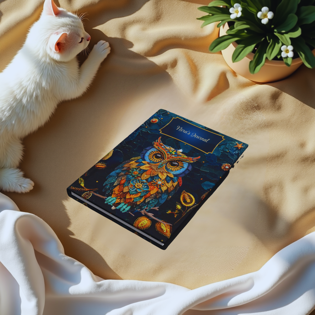 Beaded Look Owl Journal – Whimsical Nature-Inspired Writing Gift
